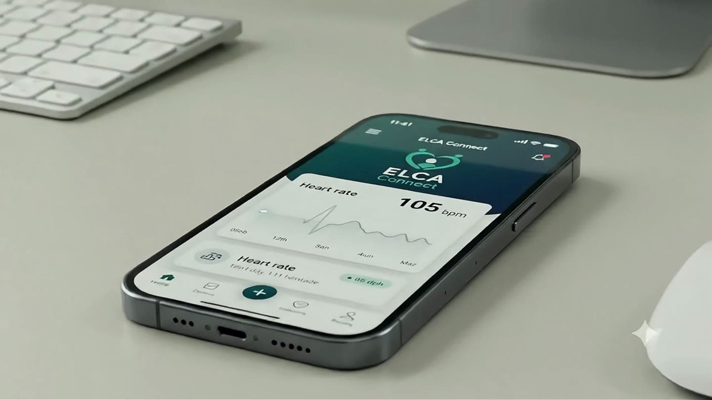 Ứng dụng ELCA Connect hiển thị nhịp tim trên bàn làm việc
